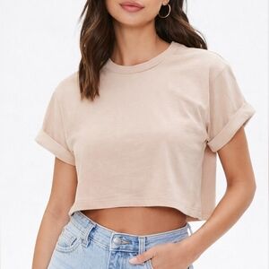 Forever 21 Cuff Sleeve Cropped Tee